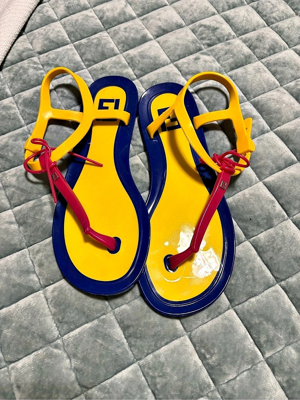 Fendi jelly sandals in Yellow & Blue EU 37
